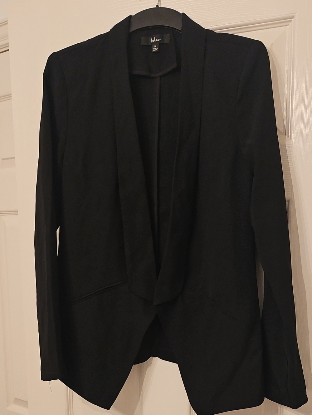 Lulu's Black Draped Open-Front Blazer